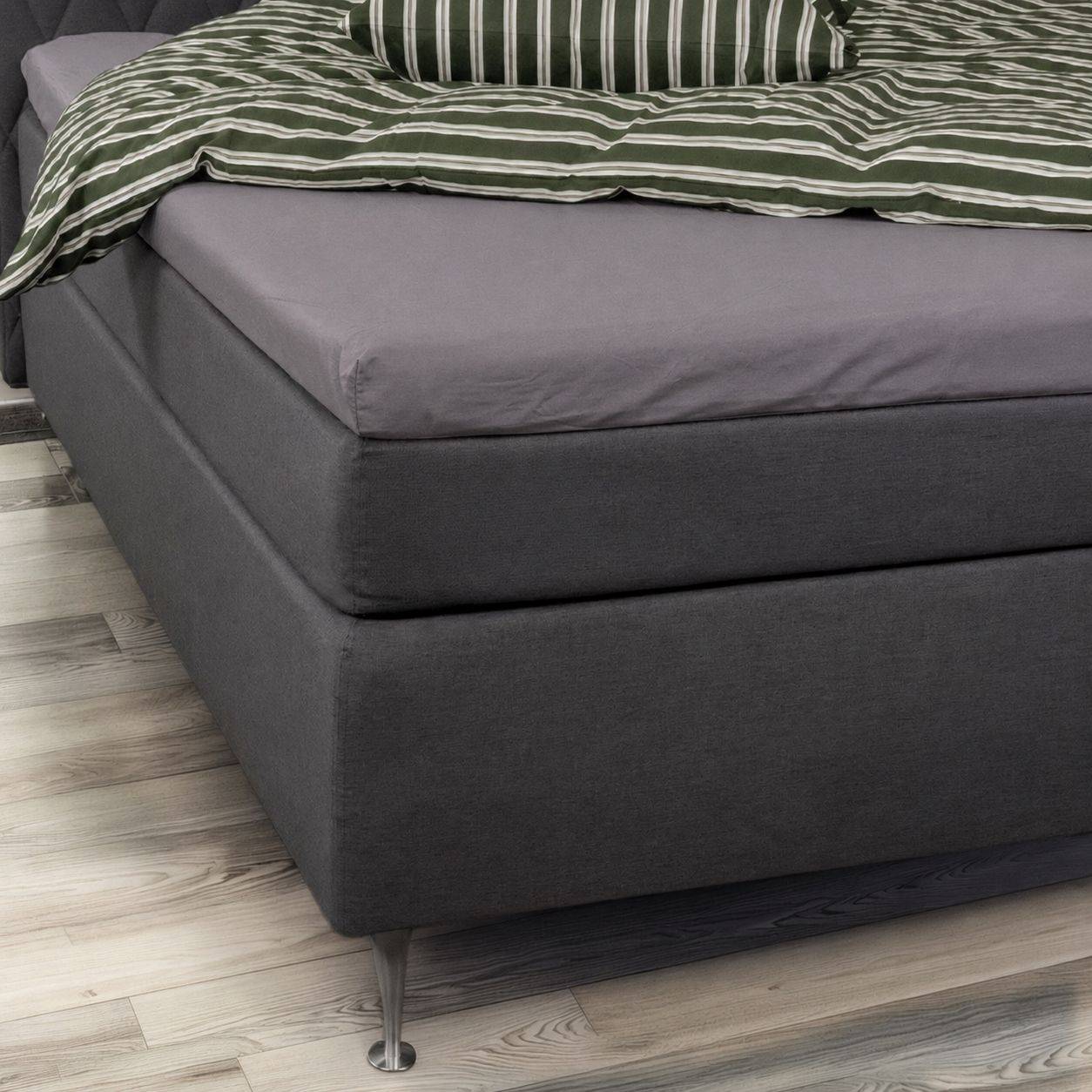 Blødt kuvertlagen 180x210 - 100% bomuldssatin - 8 cm i højden - Gråt lagen til topmadras - By Night satin lagen