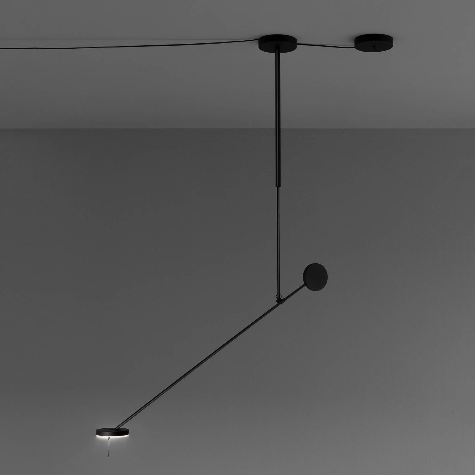 LEDS-C4 Pendellampa Invisible, dimbar, Svart, Vardagsrum / matsal, Aluminium / grå / zink, Modern