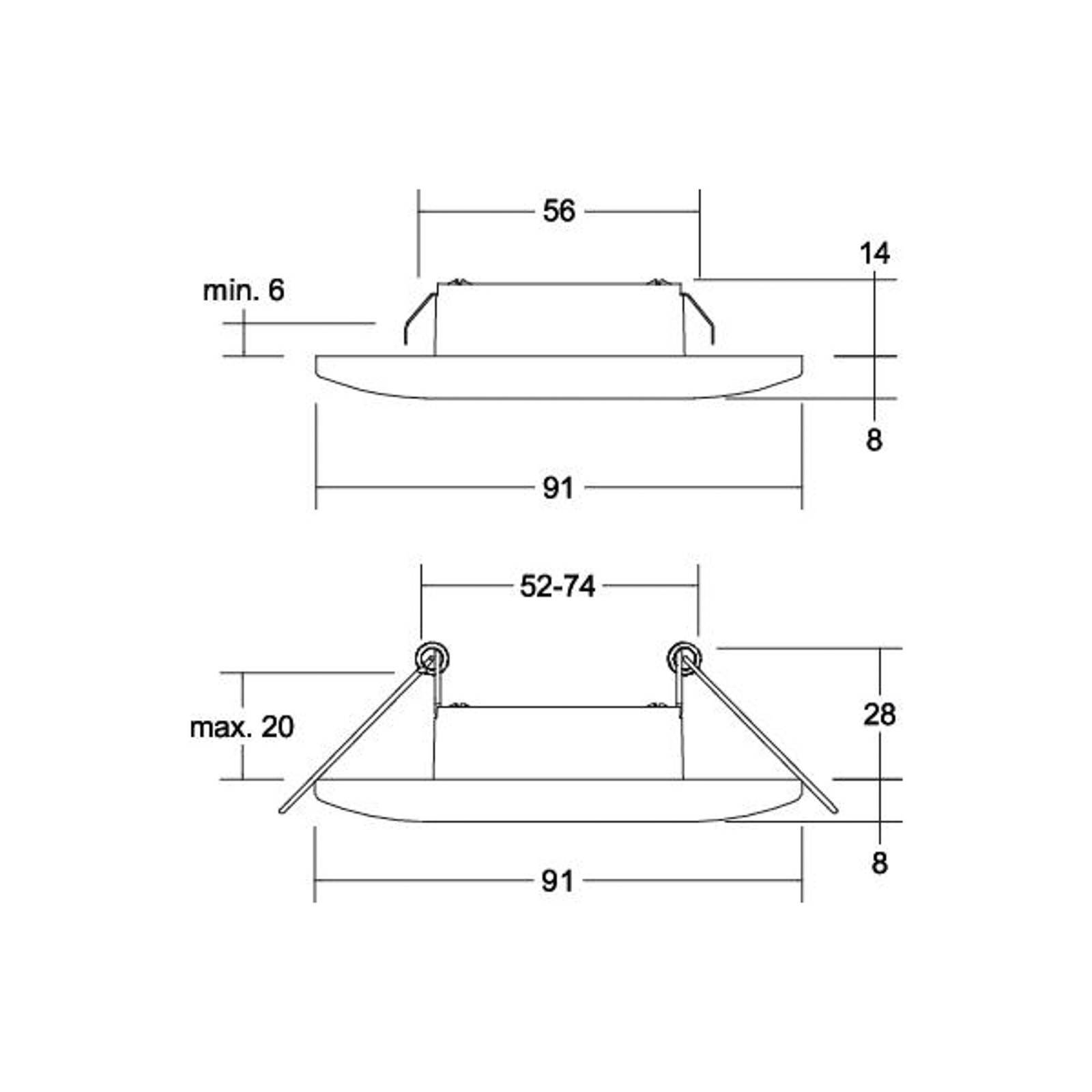 BRUMBERG Adapt LED-inbyggd downlight, svart matt, Svart, Hall, Aluminium / grå / zink, Downlights