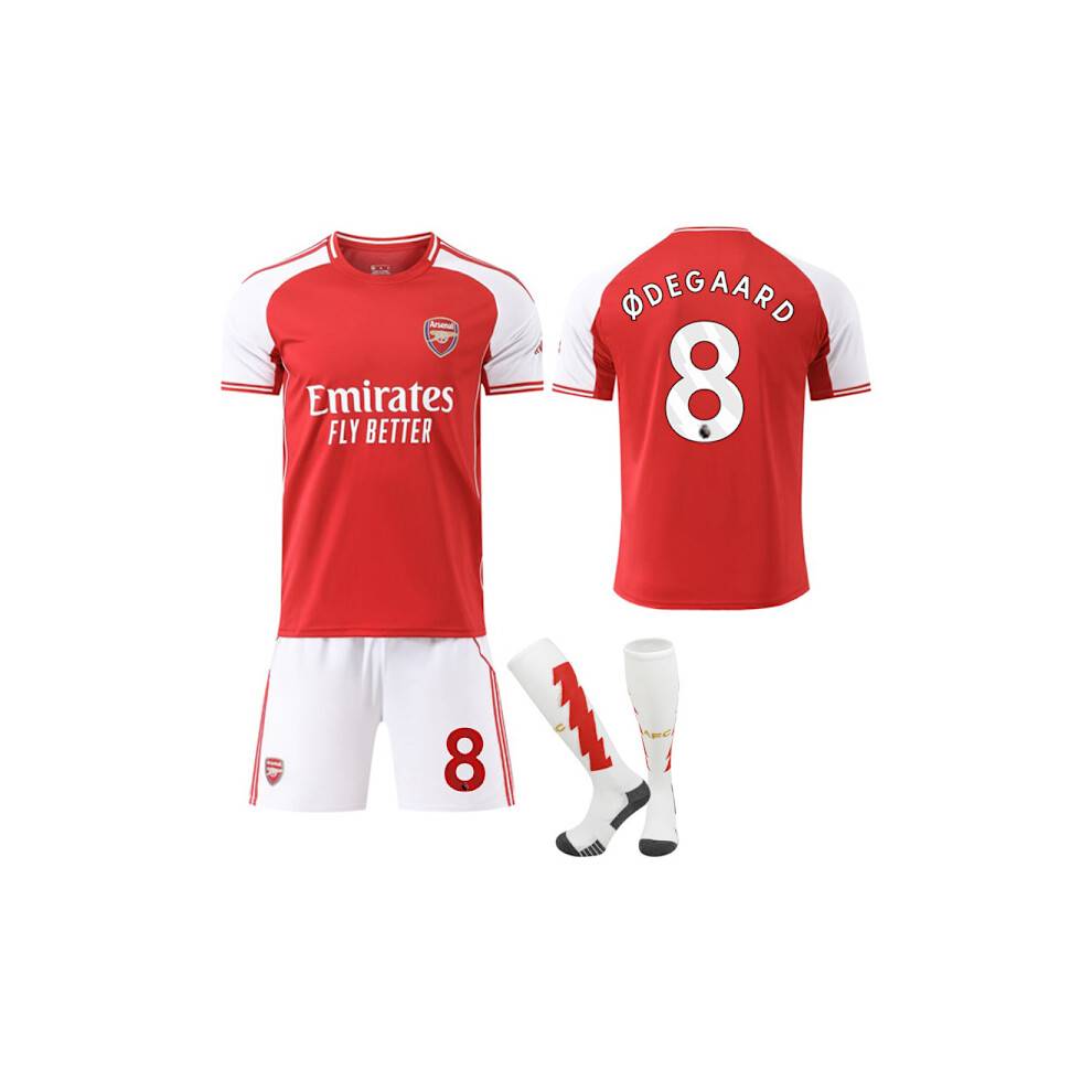25-26 Arsenal FC Hjemme nr. 8 Ødegaard trøje sæt børn voksen fodboldsæt med sokker nr. 8 26