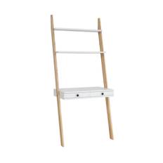 LENO Stigehylde Skrivebord 79x183cm - Asketræ / Hvid