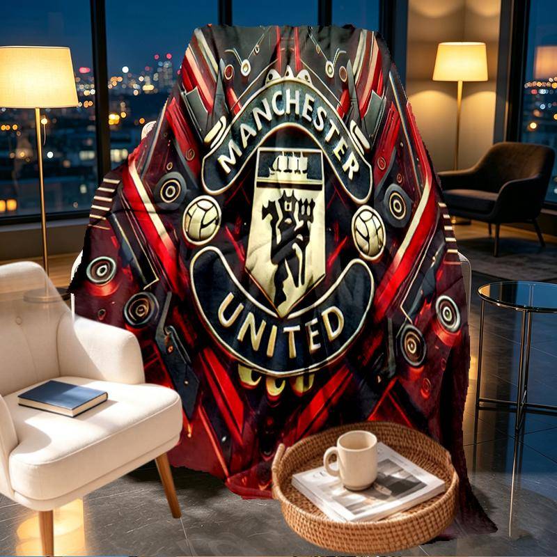 Manchester United F.C Tryckt Filt - Mjuk & Bekväm, för Sovrum, Resa, Soffa, Heminredning - Födelsedag Julklapp till Vän