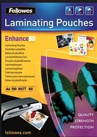 lamineringslomme Fellowes A4 MAT 80micron, 100 pr. pk..