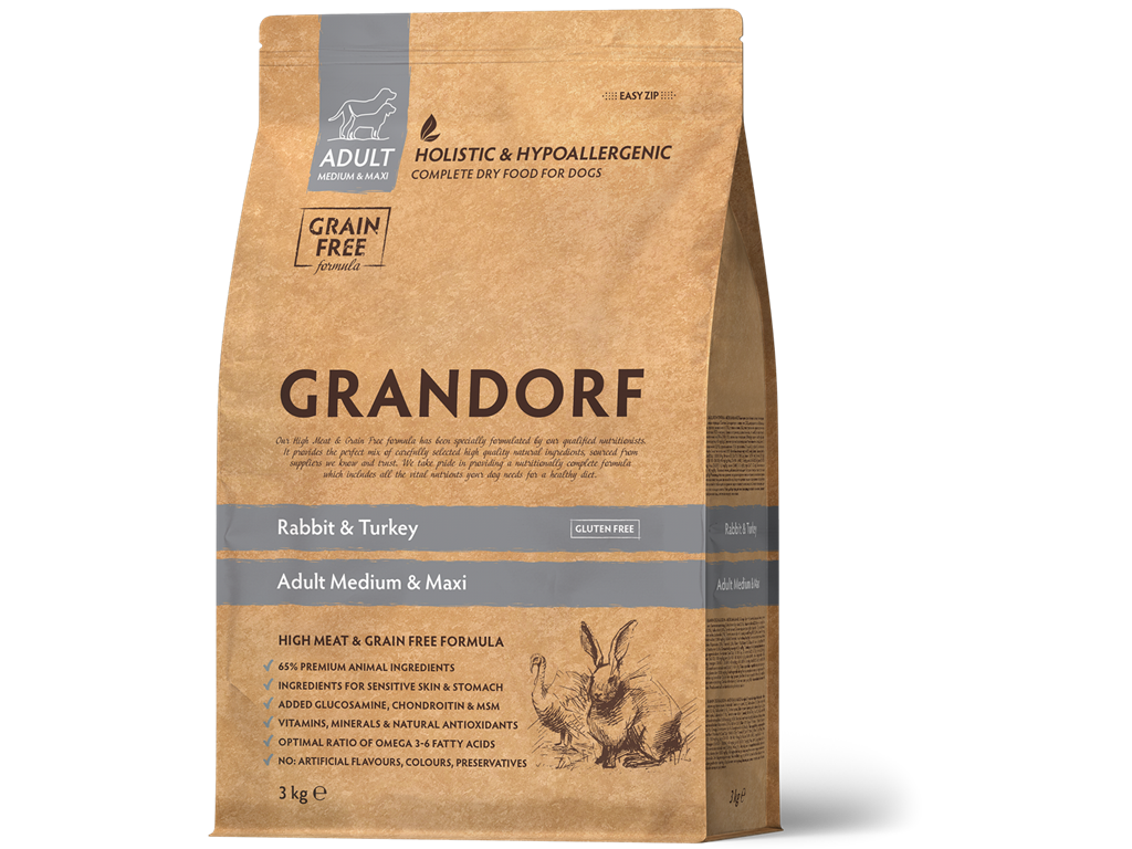 Grandorf Rabbit & Turkey Adult Medium & Maxi. Kornfri - 10 kg
