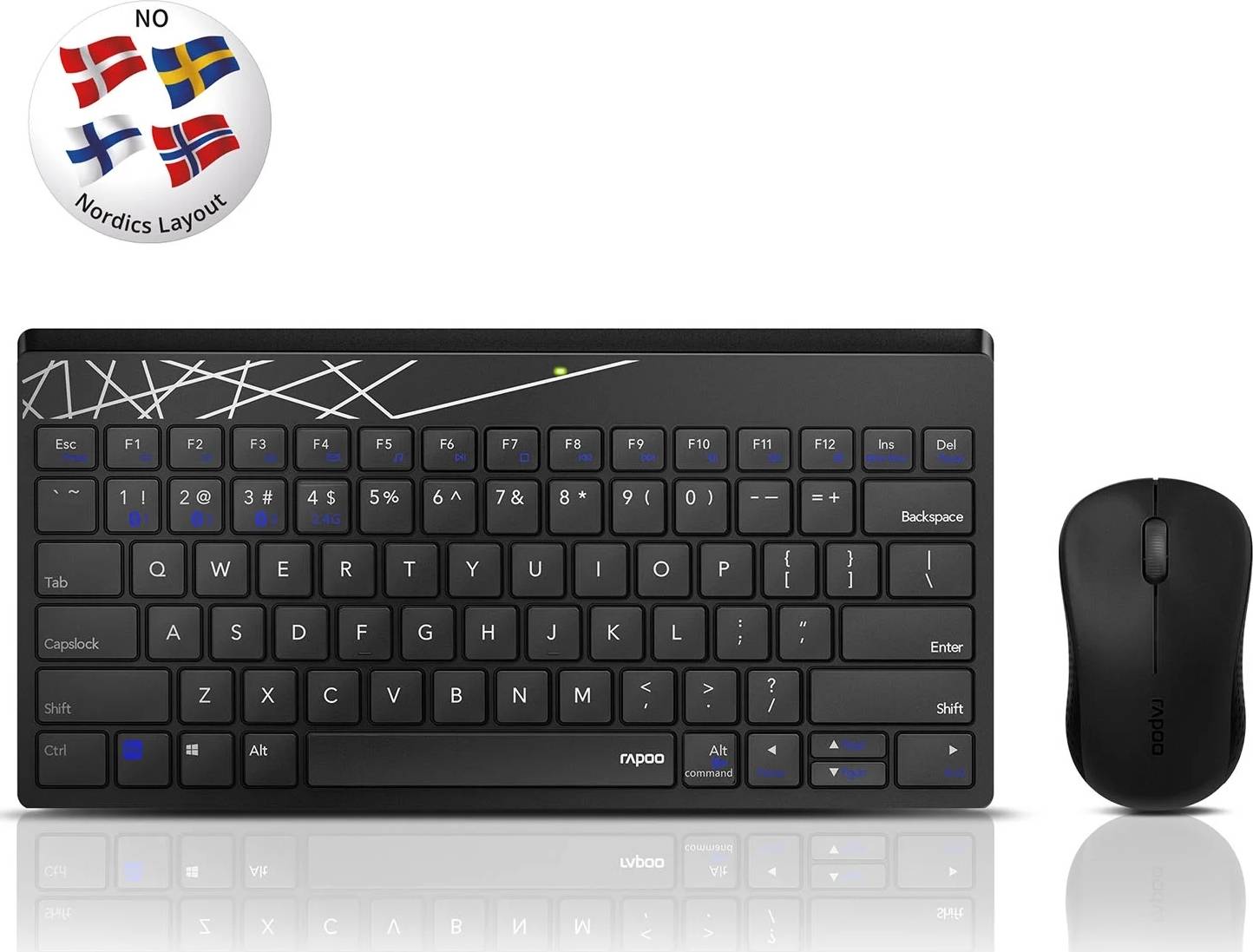 RAPOO Tastatur/Mus-sæt 8000M, Trådløs, Multi-Mode