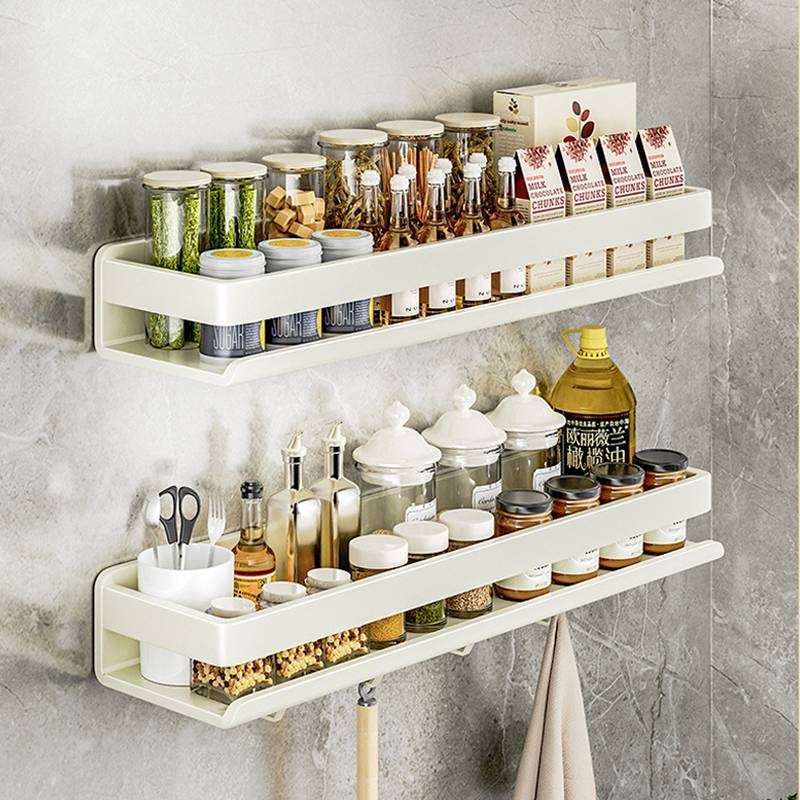 Modern Simplicity Wall-Hung Non-Perforated Multi-Functional Kitchen Shelves Spice Rack Oil Salt Sauce Storage for Bathroom