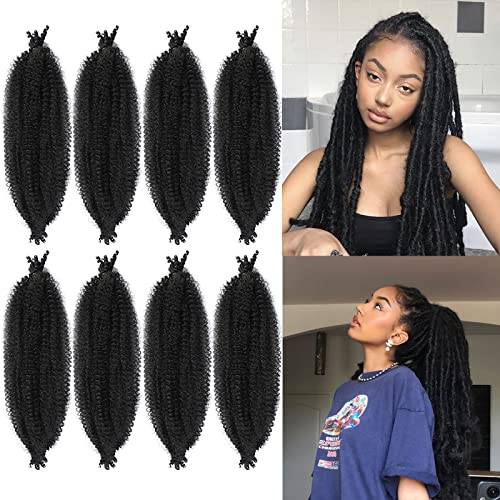 LPARMJIT Springy Afro Hair 16-tums 3-Pack Förseparerat Kinky Marley Twist Braided Hair For Soft Butterfly Locs Pre-Fluffed Twist (24 Tum Förpackning Med 8), 1b