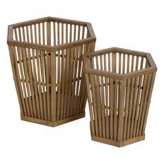 Sæt af Naturlige Bambus Planter (2 Enheder) - 39 x 34,5 x 35 cm