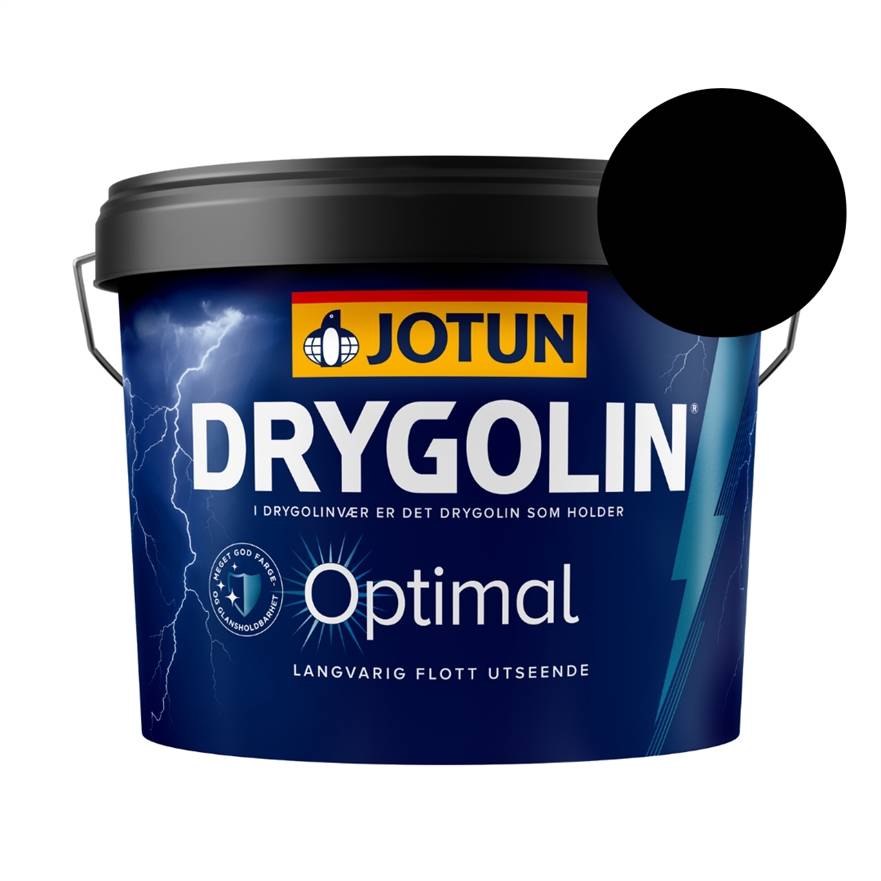 TILBUD: JOTUN DRYGOLIN OPTIMAL Glans 25 - træbeskyttelse 9 l. - Farve: 0099 Sort.
