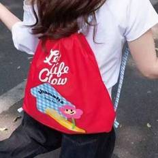 Back To School Red Nylon Drawstring Backpack, Large Capacity Shoulder Bag For University And High School Students, Outdoor Commute Student Backpack - Red