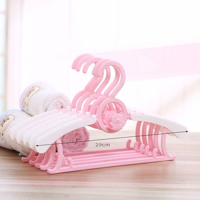 10pc hållbara baby klädhängare teleskopiska kläder söta tecknade barnhängare barn klädhängare baby plasthängare - Rosa / 10 st