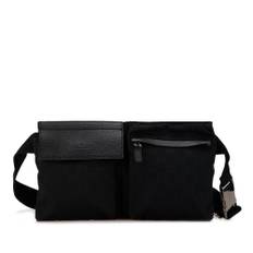 Gucci Vintage, Vintage , Dame, Sort, ONE SIZE, Uld, Brugt GG Canvas Bæltetaske med Spænde
