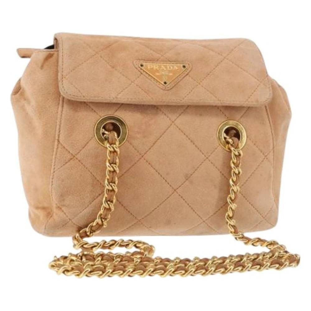 Prada Vintage Pre-owned Ruskind Skuldertaske - Vintage - Dame - Beige - ONE SIZE - Uld