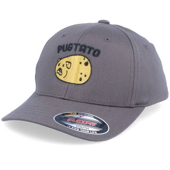 Kiddo Cap - Grå flexfit Keps - Kids Pugtato Dark Grey Stretch Fit @ Hatstore