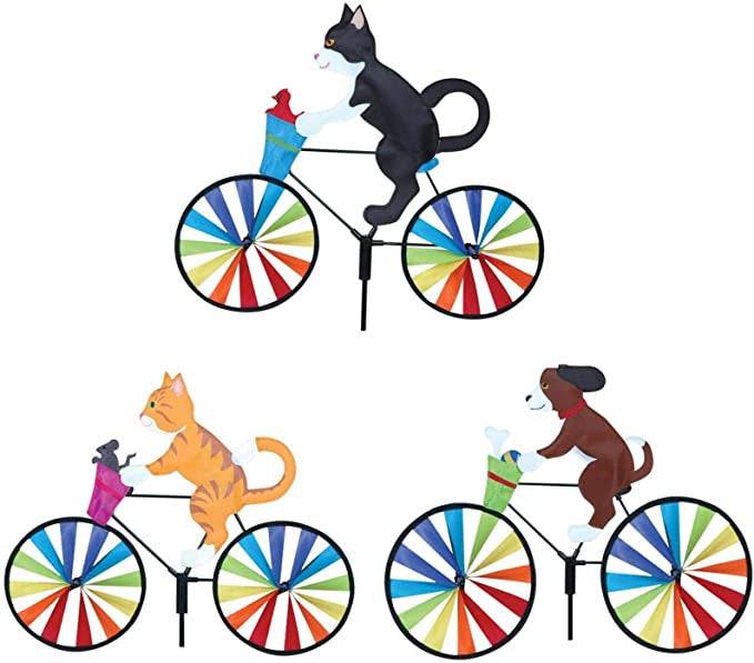Puppy Animal On Bike Diy Windmill Animal Bicycle Wind Spinner Whirligig Garden Lawn Decorative Gadgets Kids Outdoor Toys - 3in1