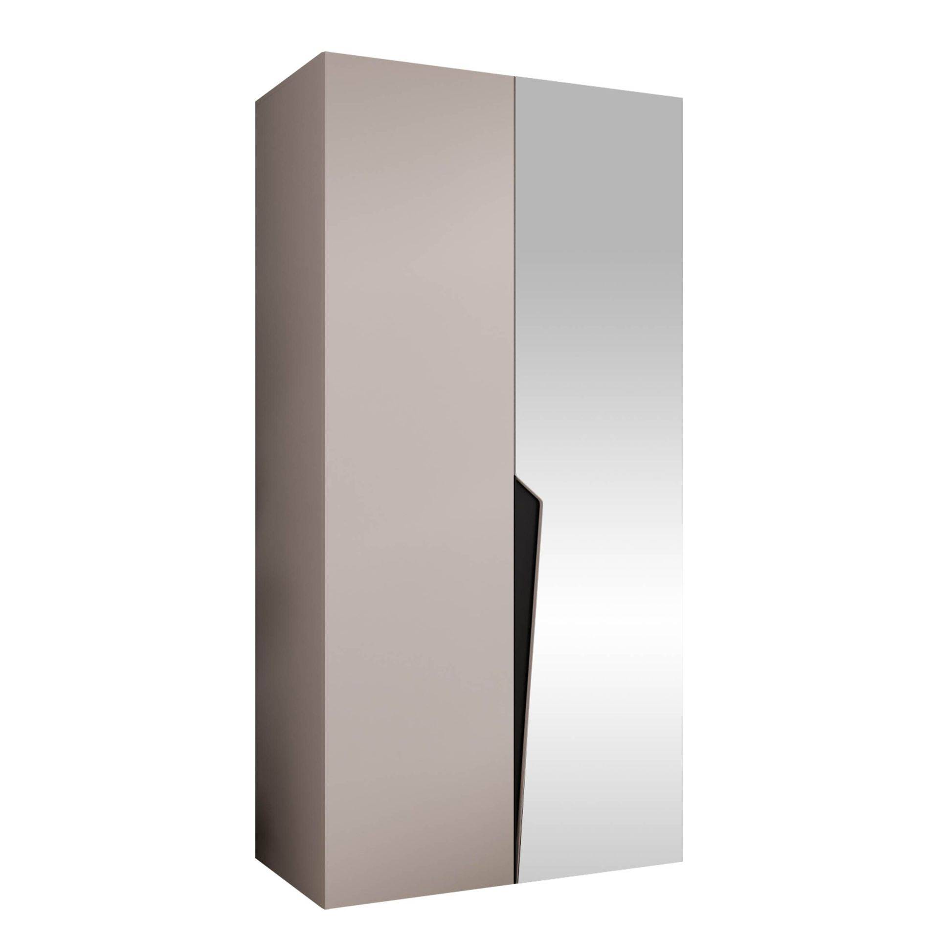 Barile Garderob med spegel 100 cm - cashmere, svart & garderobssystem Beige,Svart