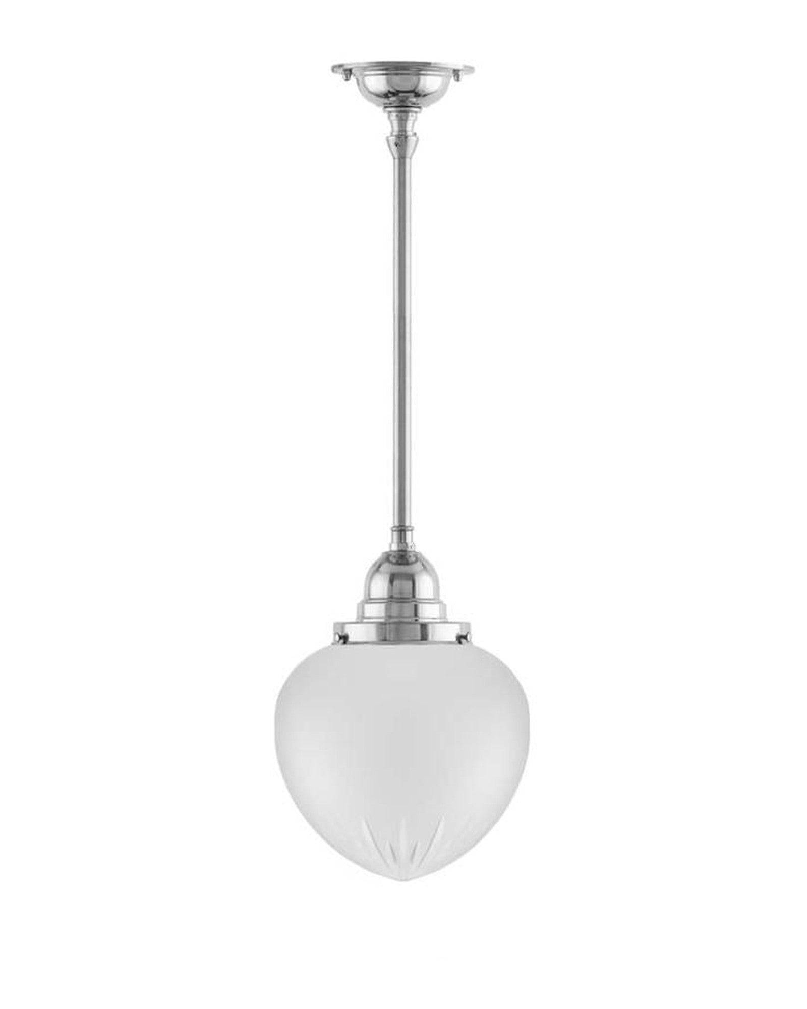 Badrumslampa - Taklampa Byströmpendel 100 nickel, mattdroppe - 35 cm