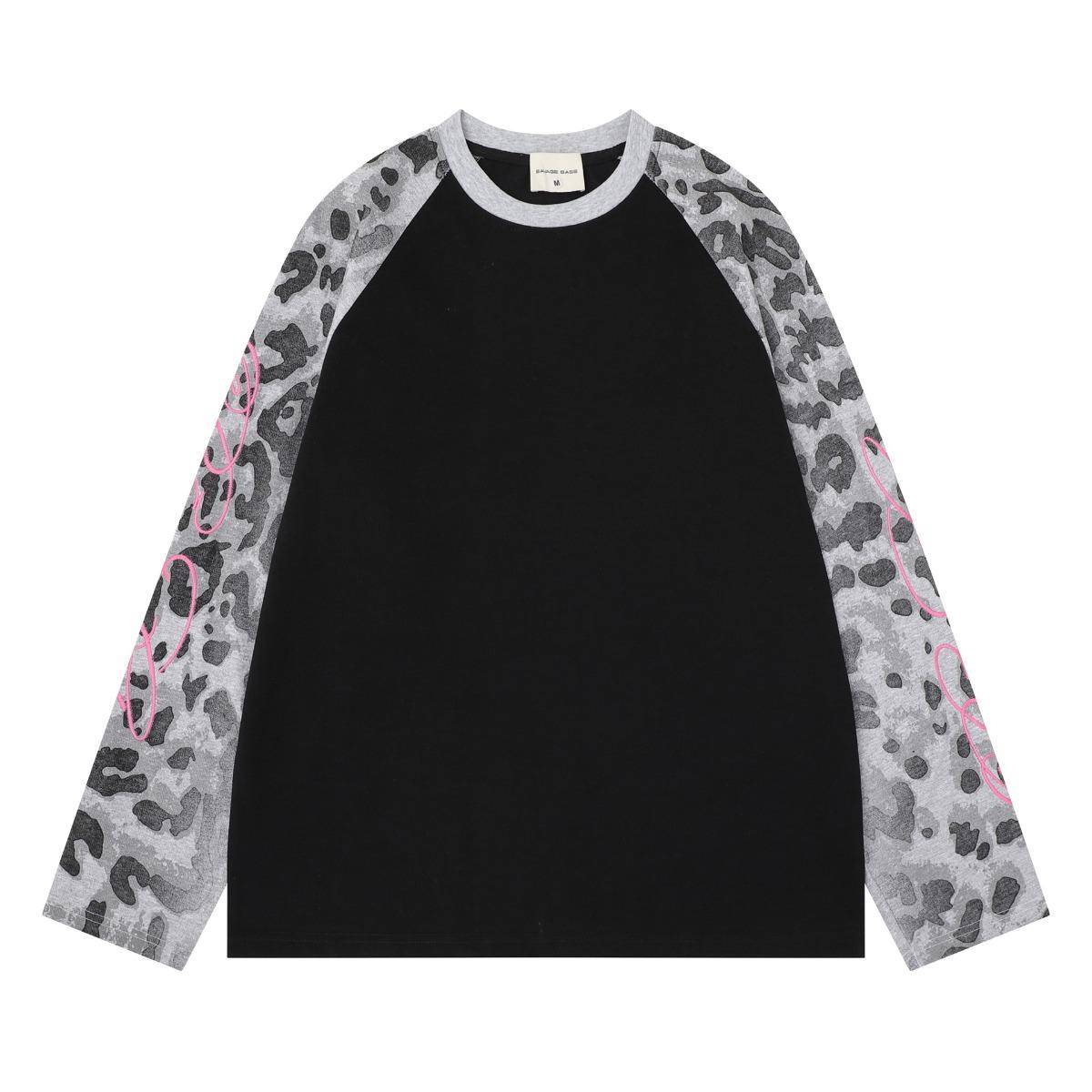 DRIPX Size Luxury Quality Casual T-Shirt Street Wear Autumn Oversize Y2K Style Camouflage Raglan Sleeve Tee Shirt cm