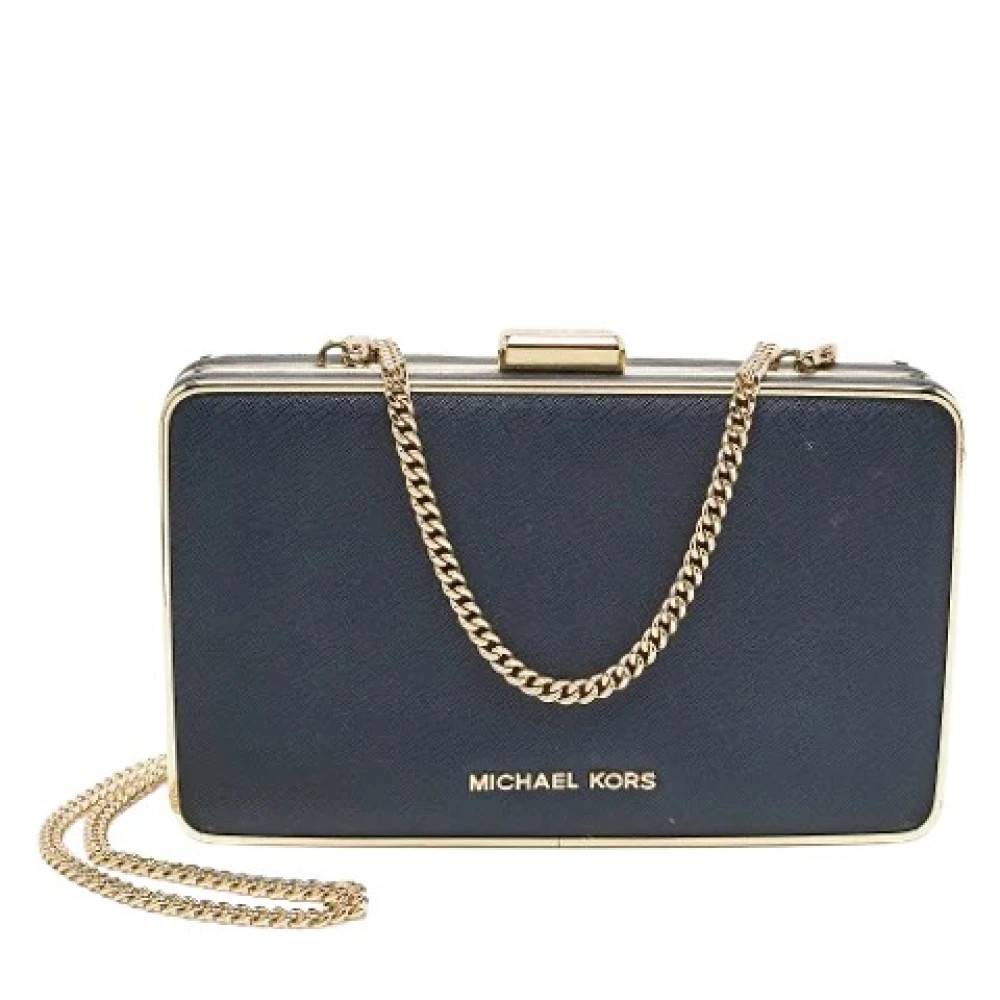 Michael Kors Pre-owned Pre-owned Leather Clutch - Vintage - Dame - Blå - ONE SIZE - Uld
