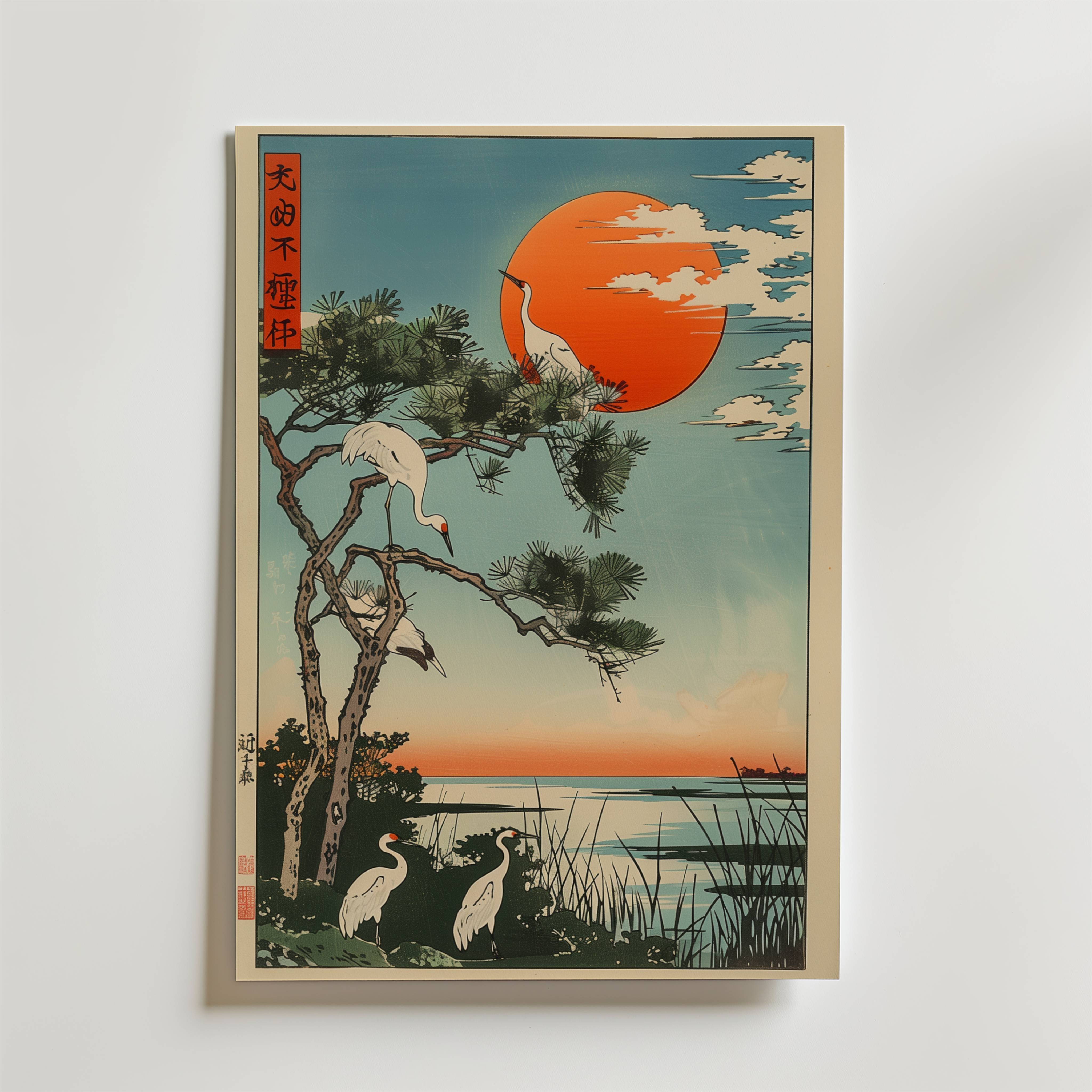 Japanese Crane Poster - Premium Canvas 70x100 cm