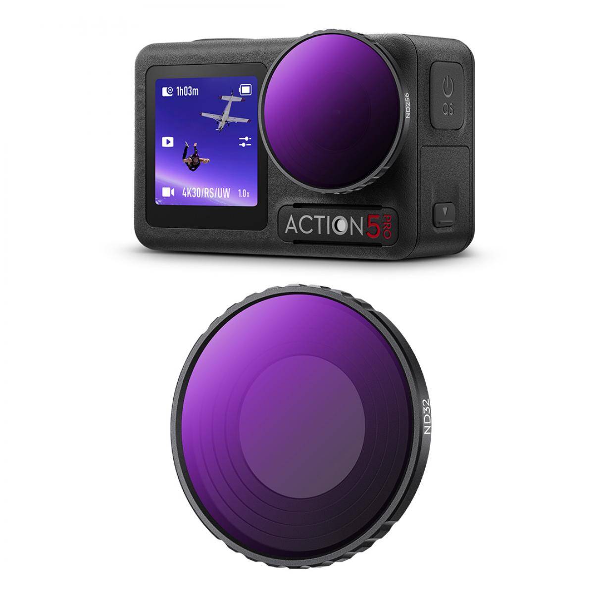 KENTFAITH DJI Osmo Action 4 & Osmo Action 5 Pro ND32 (5 stop) Lens Filter 28 Multi-Coated Neutral Density Light Reduction Filter Optical Glass / Aluminum Alloy Frame