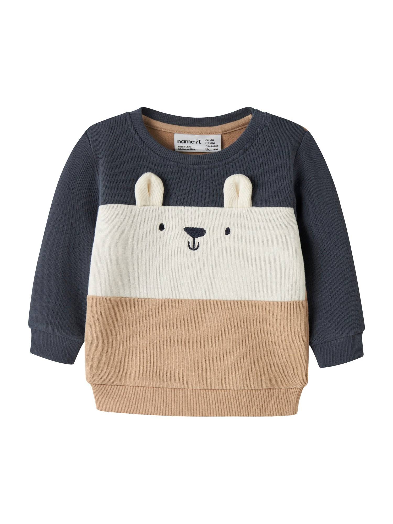 NAME IT Sweatshirt 'NBMOSTEN'  sand / marin / hvid