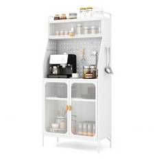 Køkkenskab køkkenbuffet med pegboard & justerbar hylde 76 x 36 x 161 cm hvid