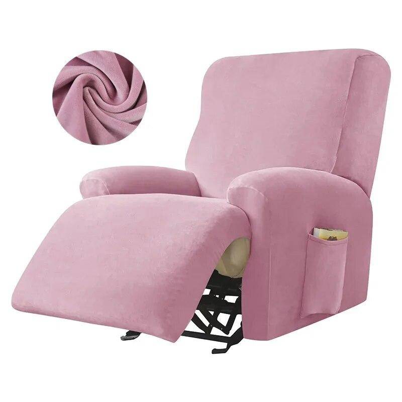 Stretch Velvet Plysch Fåtöljsöverdrag Lazy Boy Stolsöverdrag Liggstol Enkelsitssoffa Soffa Slipcover Fåtöljöverdrag 4 Separat white