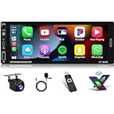 2+64G Bilradio 1 Din Android 13 med trådlös CarPlay Android Auto 6.9" Bluetooth Auto Stereo, Spegellänk Bluetooth 5.0 WiFi GPS FM/RDS-radio USB/AUX/TF Rattstyrning Bakkamera