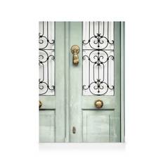 Canvastavlor - Ljusa gröna dörren canvastavla (50 x 70 cm - Svart ram) - Poster Store