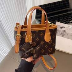 Retro Classic Presbyterian Pattern Handbag-With Puppy Pendant-Women&#39;s Mini PU Crossbody Shoulder Bag, Small Square Bag For Daily Commuting, Wallet - Multicolor