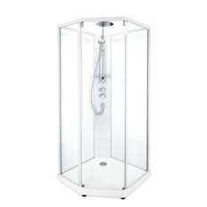 Showerama Comfort duschkabin, 90x80 cm, aluminium profil, klart/frostat glas