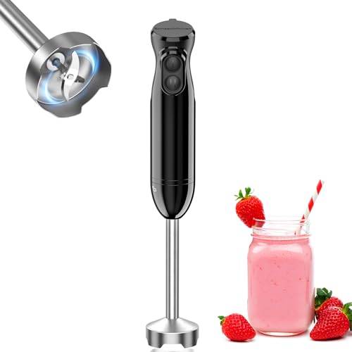 Bonsenkitchen Stavmixer 1000W, Stavmixer i Rostfritt Stål, 2 Hastigheter, Lätt för Babymat, Soppa, Mos och Sås, HB3201 (svart)