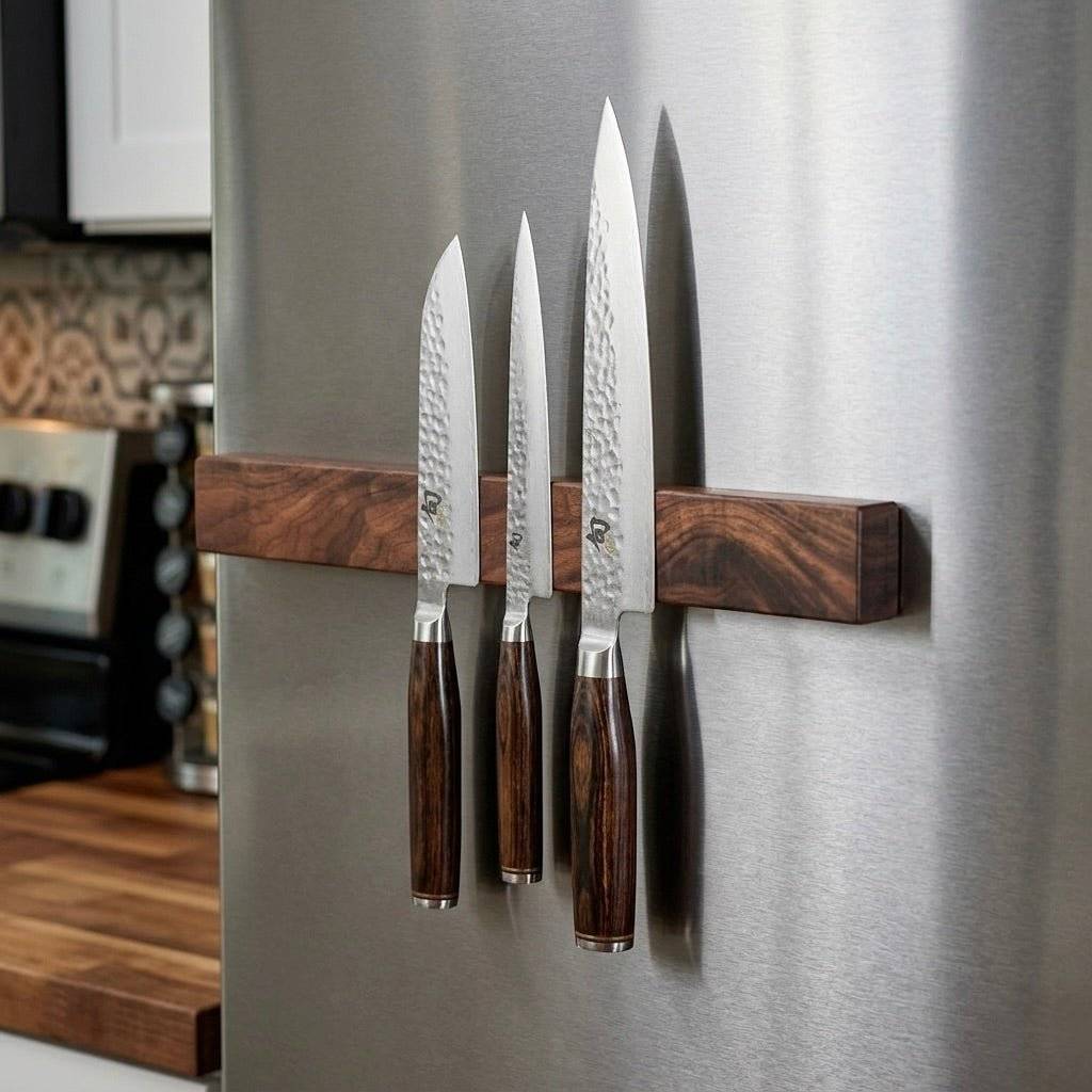 Knifeboard – for fridge – magnetic knife rail for magnetic surfaces in multiple sizes and wood species - 50 cm / 6.5 cm / Oak