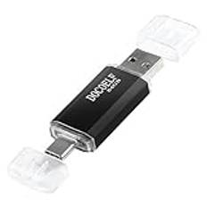 DOCOELF USB Type C 64 GB Flash Drive 2-i-1 OTG USB 2.0 Memory Stick Bärbar Pendrive Pen 64gb Flash Drive för PC Tablet Laptop Smartphone Huawei, Xiaomi, Oneplus Etc (Svart)