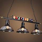 DOCJX Biljardlampa Ljuskrona Hall Biljardbordslampa 3-Light Hängande Köksö Pendellampa Retro Takljus Biljardbord Matbord Restaurang Bar Ljuskrona Pendellampa