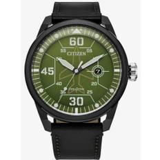 Citizen Mens Eco Drive Green Dial &amp; Black Strap Watch AW1735-03X