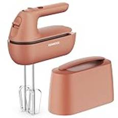 Kenwood Handmixer QuickMix Go HMP40.000RD, tragbar dank integriertem Koffer, Inklusive Edelstahl Schneebesen & Knethaken, Messlöffel, 350W, Rot