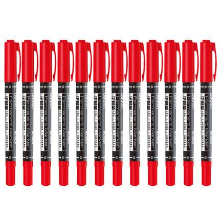 Deli 6824 Permanent Markers Dual Tip - Röd -12 st