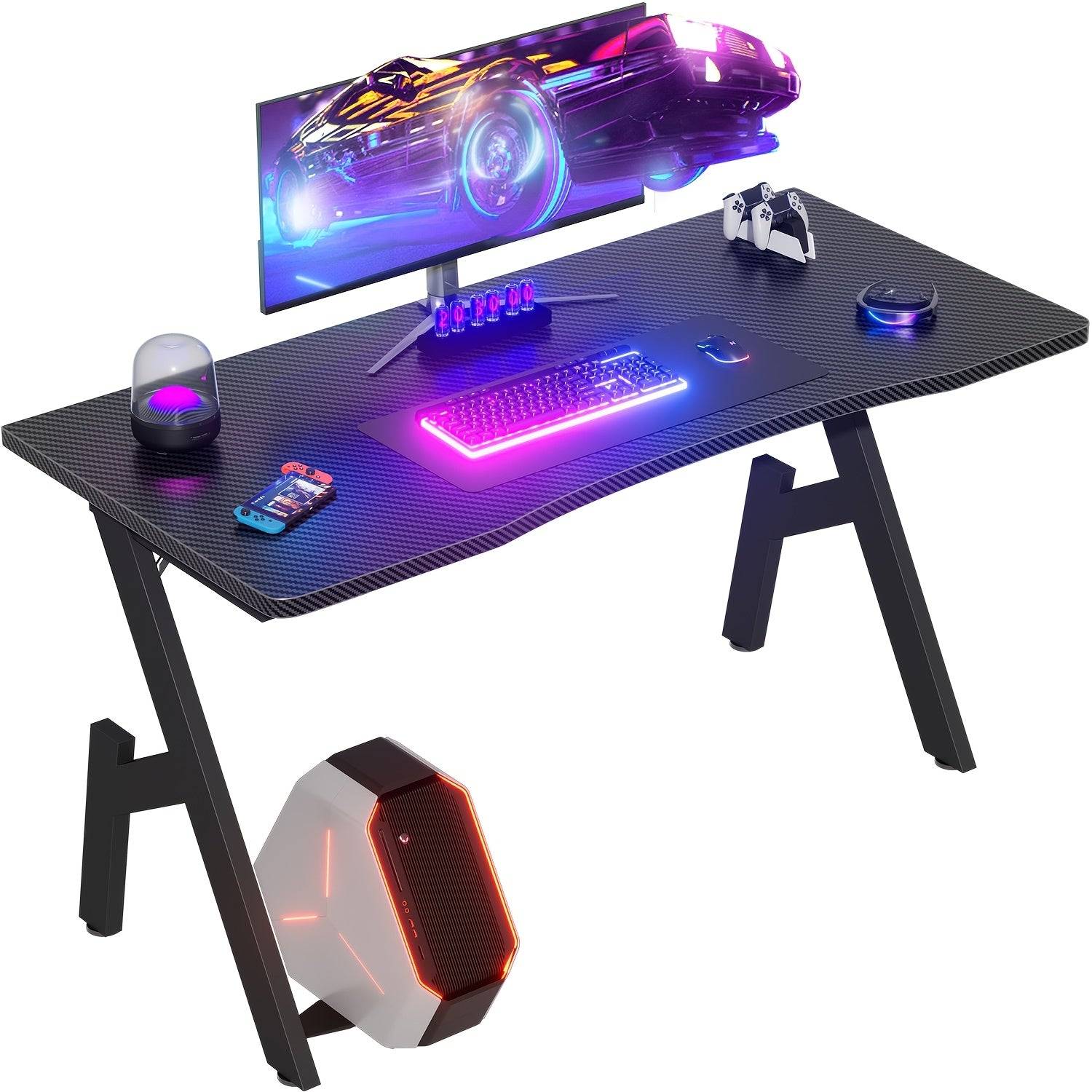 A Uniquely Designed Gaming Table with A-Shaped Legs, This Compact Office Desk - Black / 100D x 50W x 74H