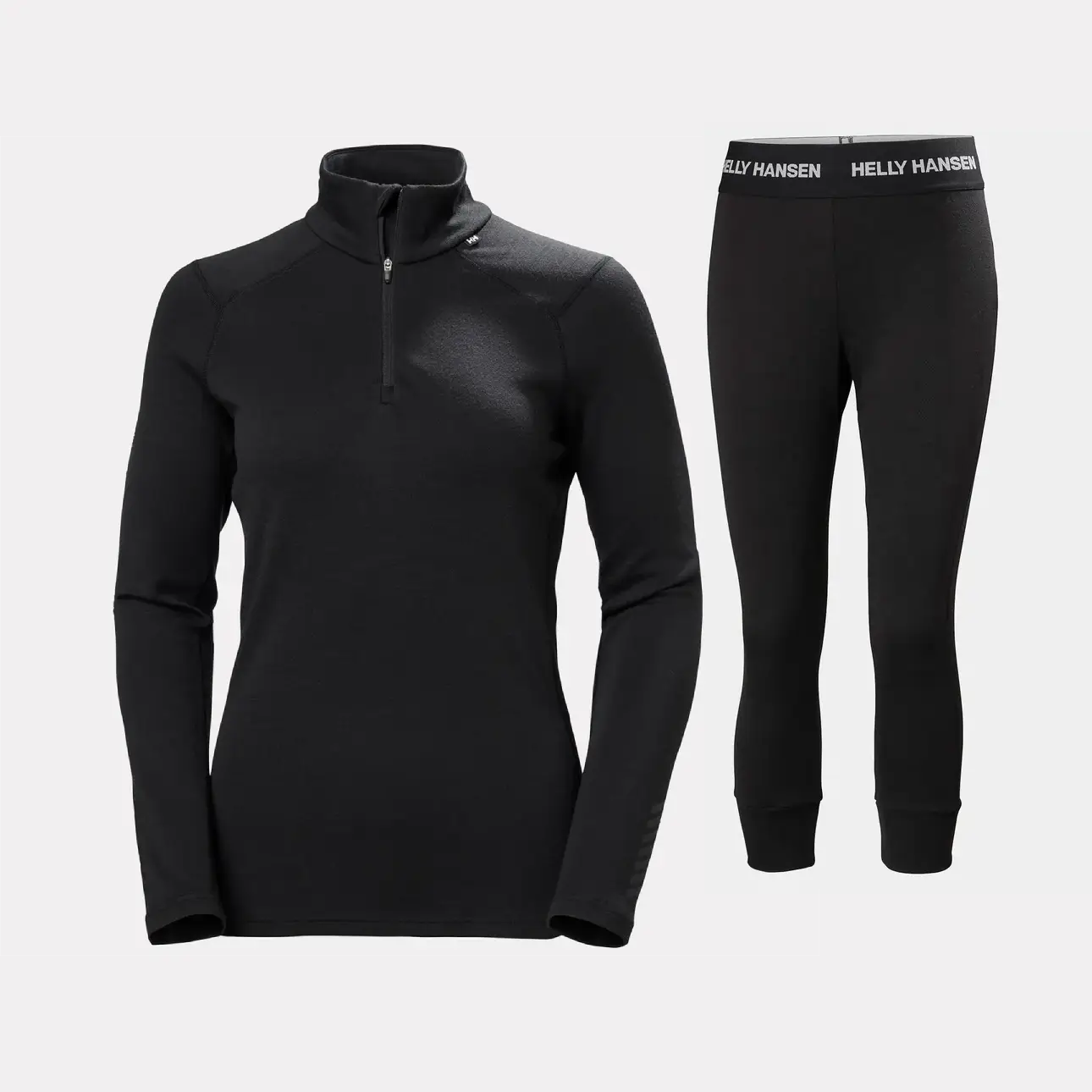 Helly Hansen Women's LIFA® Merino Midweight Half-Zip & 3/4 Pants Base Layer Skiundertøj Sæt Dame - Black - XS
