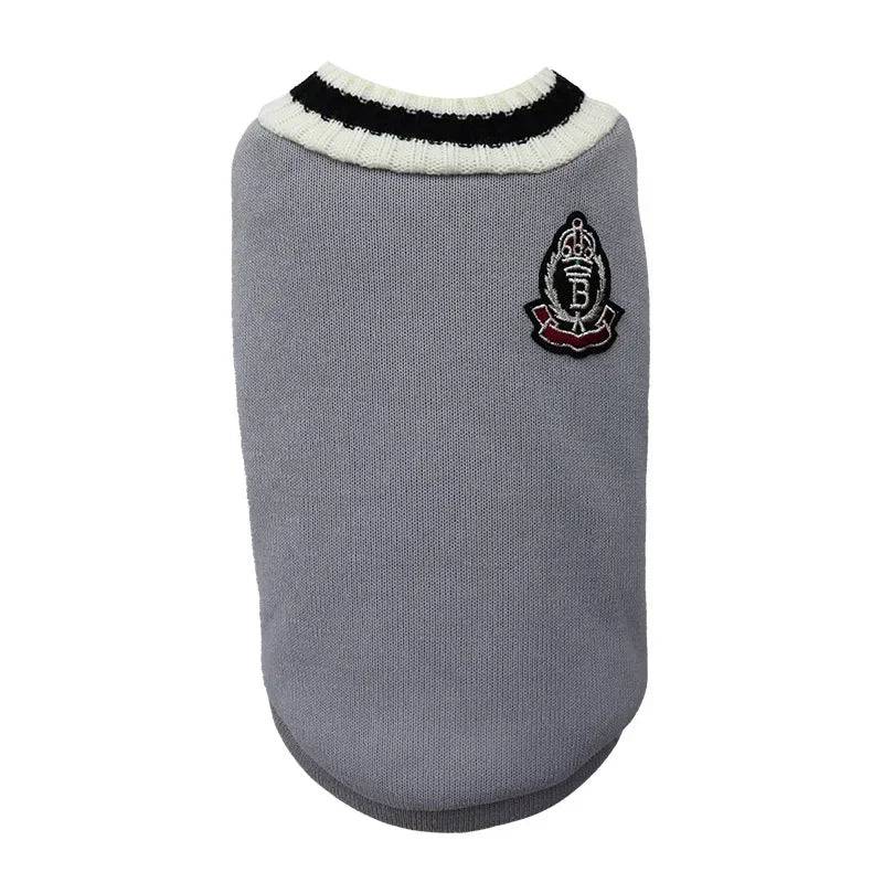 Pet Sweater - Warm Pullover Vest for Dogs and Cats - Grey / L (L)