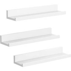 3-Pak Billedhylde / Væghylde Med Kant Hvid 38 x 10 x 5 cm