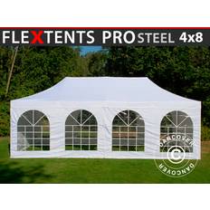 Foldetelt FleXtents Easy up pavillon PRO Steel Vintage Style 4x8m Hvid, inkl. 6 sider