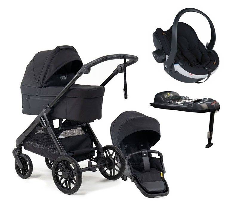 Emmaljunga Sento Max duovagn Flat+ 2027 + BeSafe iZi Go Modular X2 babyskydd + isofixbas