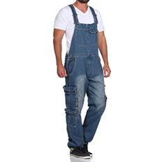 Jet Lag Herren Latz Jeans Overall A Lange Jeans-Hose Loose Fit Light Navy XXL