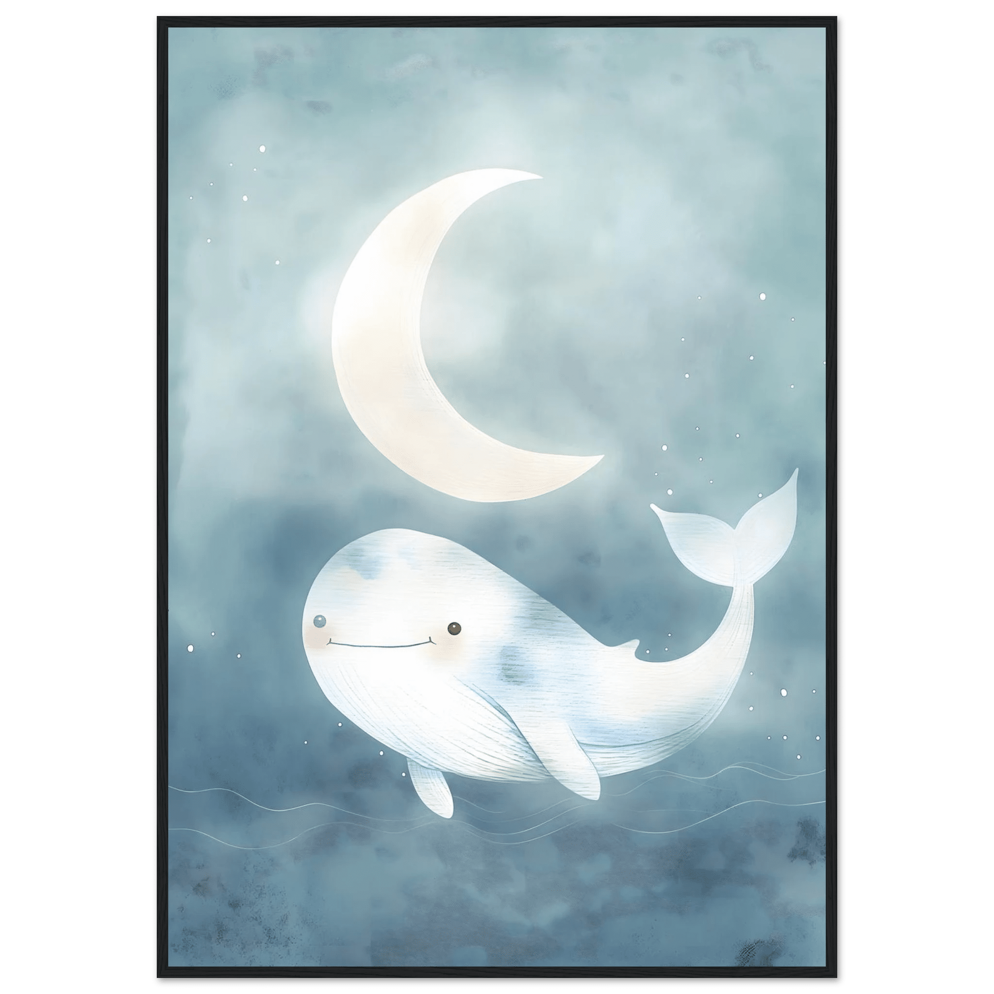 Val och måne poster-70x100 cm / 28x40″ / Med ram / Svart