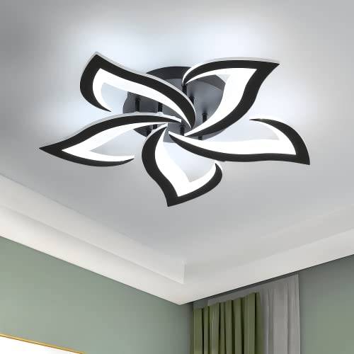 Comely Taklampa LED Tak Modern 60 cm, Svart 60W 7200LM Kreativ 5 Huvud Taklampa För Sovrum, Vardagsrum, Matsal, Korridor, Kallvit 6500K