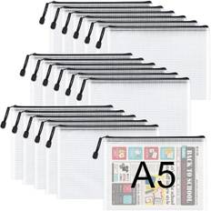 A5 Plastik Zip-mapper - 18 stk. A5 Mesh Lynlåspose Plastik Zip Lock-poser Dokumentmapper Fil Lynlåsposer Rejseopbevaringspose til Kontorartikler
