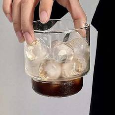 1 st minimalistisk glasmugg inspirerad av Iced Americano, värmetålig mjölkmugg, kallbryggt latteglas - Multifärgad (Ett böjt sugrör av glas,Transparent kall dryckesmugg 1 st)